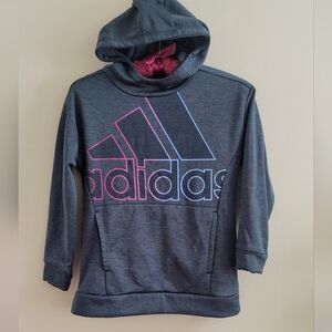 4/$15 SALE Adidas | Charcoal Hoodie with Pink and Blue Accents Boys Girls Medium